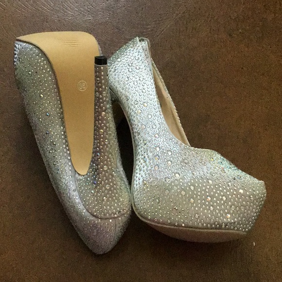Platform Iridescent Rhinestone Heels - Picture 7 of 8
